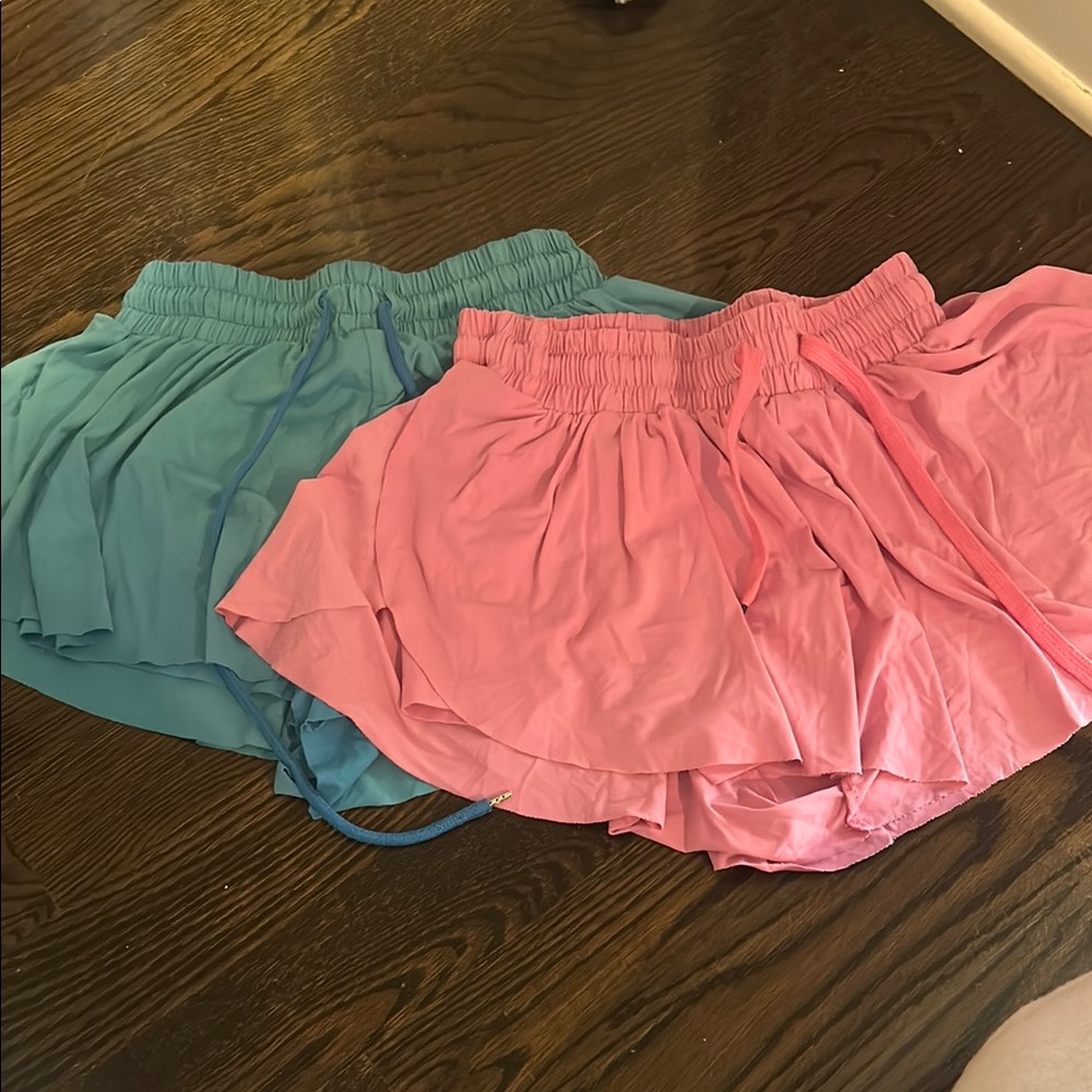 2 pac Pink and Blue Skorts with Elastic Waistband and Relaxed Fit